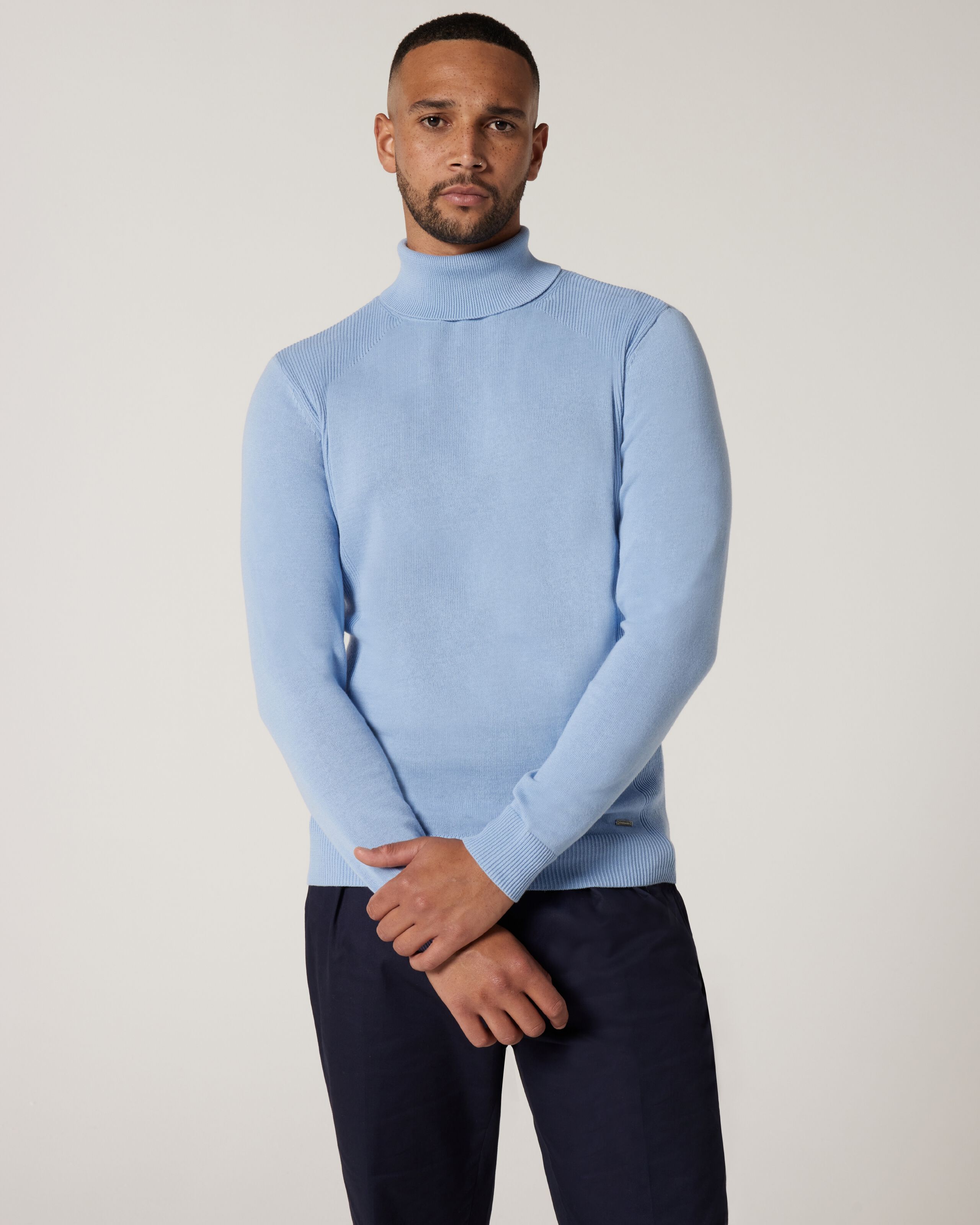 Classic Roll Neck Jumper Light Blue Knitwear Politix